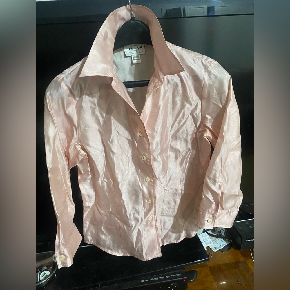 Oscar de la Renta Blush Silk Shirt